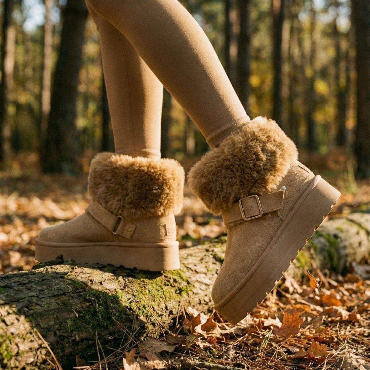 Pantubota Gamuza Con Lazo Plataforma Chiporro Camel - Caja de 12 Pares