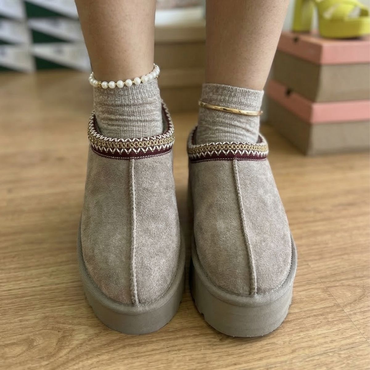 Pantufla de Gamuza Mujer Tazz Chiporro Khaki - Caja de 12 Pares