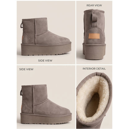 Bota Tipo UGG Con Plataforma Gruesa de Chiporro Khaki - Caja de 12 Pares