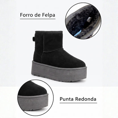 Bota Tipo UGG Con Plataforma Gruesa de Chiporro Negro - Caja de 12 Pares