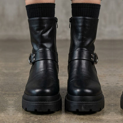 Botas Negras de Eco Cuero con Plataforma para Mujer - Caja de 12 Pares