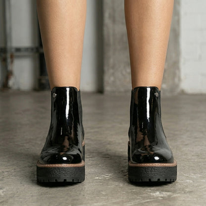 Botín Chelsea de Charol Negro con Plataforma Mujer - Caja de 6 Pares
