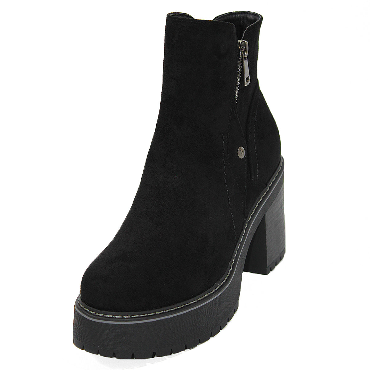 Botines De Gamuza Con Taco & Cierre Negro - Caja de 12 Pares