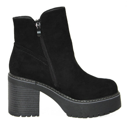 Botines De Gamuza Con Taco & Cierre Negro - Caja de 12 Pares
