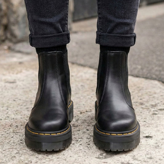 Botín Elástico Chelsea Black Stitch Cuero Hombre - Caja de 12 pares