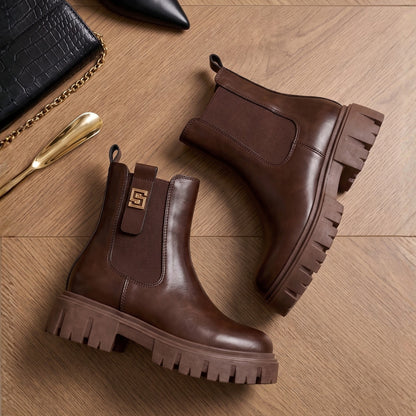 Botas Chelsea Marrones con Plataforma - Caja de 8 Pares