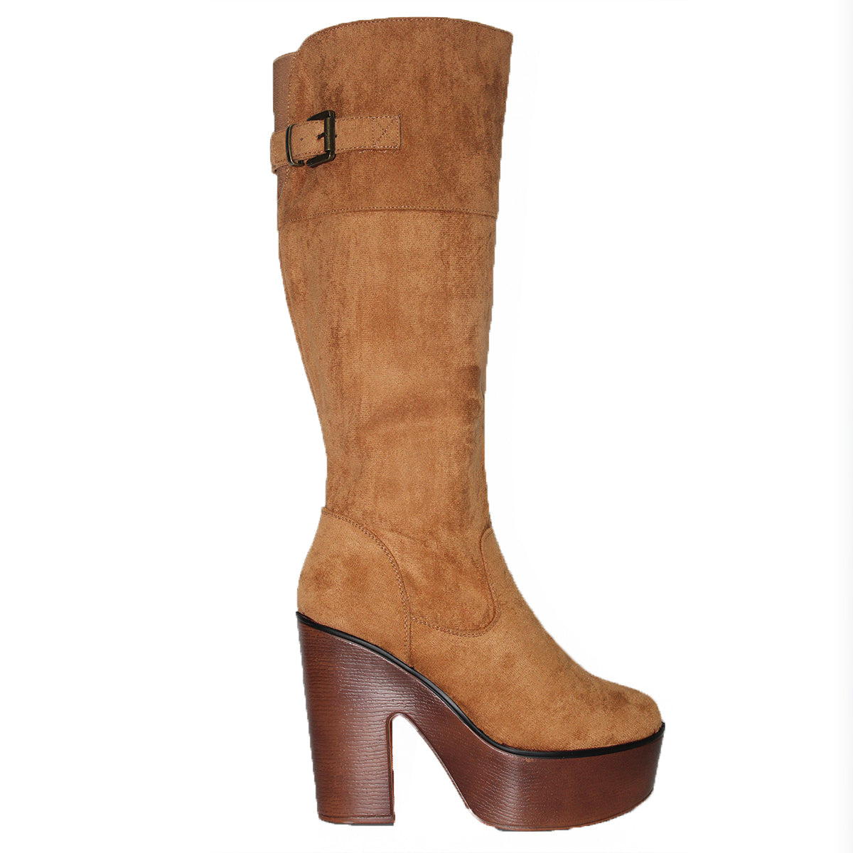 Botines de Gamuza Taco Madera Camel - Caja de 12 Pares