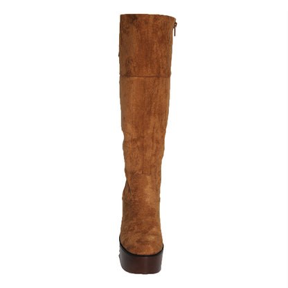 Botines de Gamuza Taco Madera Camel - Caja de 12 Pares