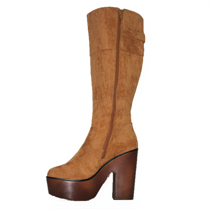 Botines de Gamuza Taco Madera Camel - Caja de 12 Pares