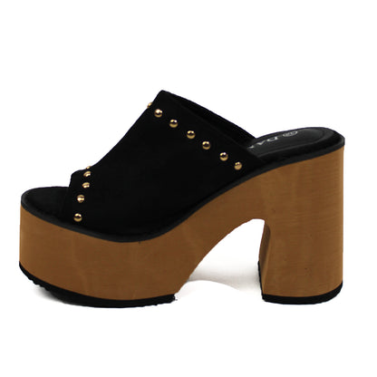 Sandalia Sueca de Gamuza Negra - Caja de 8 Pares
