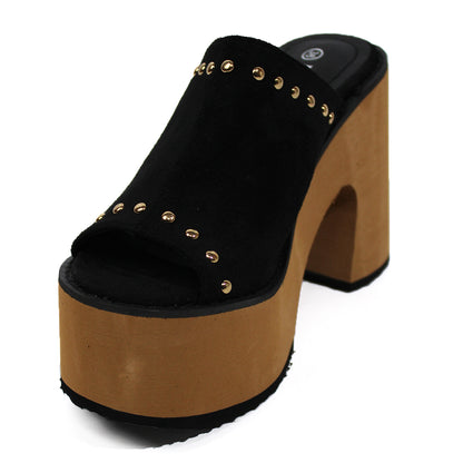 Sandalia Sueca de Gamuza Negra - Caja de 8 Pares