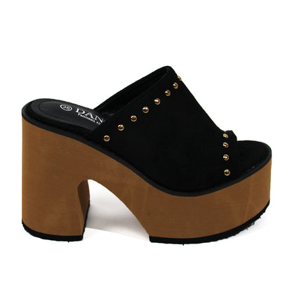 Sandalia Sueca de Gamuza Negra - Caja de 8 Pares