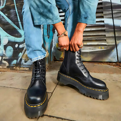 Botines Estilo D Marten's Plataforma Hombre E-Cuero Negro - Caja de 12 Pares
