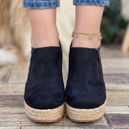 Zapatos Tipo Mocasín Negro con Plataforma de Yute - Caja de 6 Pares