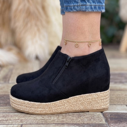 Zapatos Tipo Mocasín Negro con Plataforma de Yute - Caja de 6 Pares