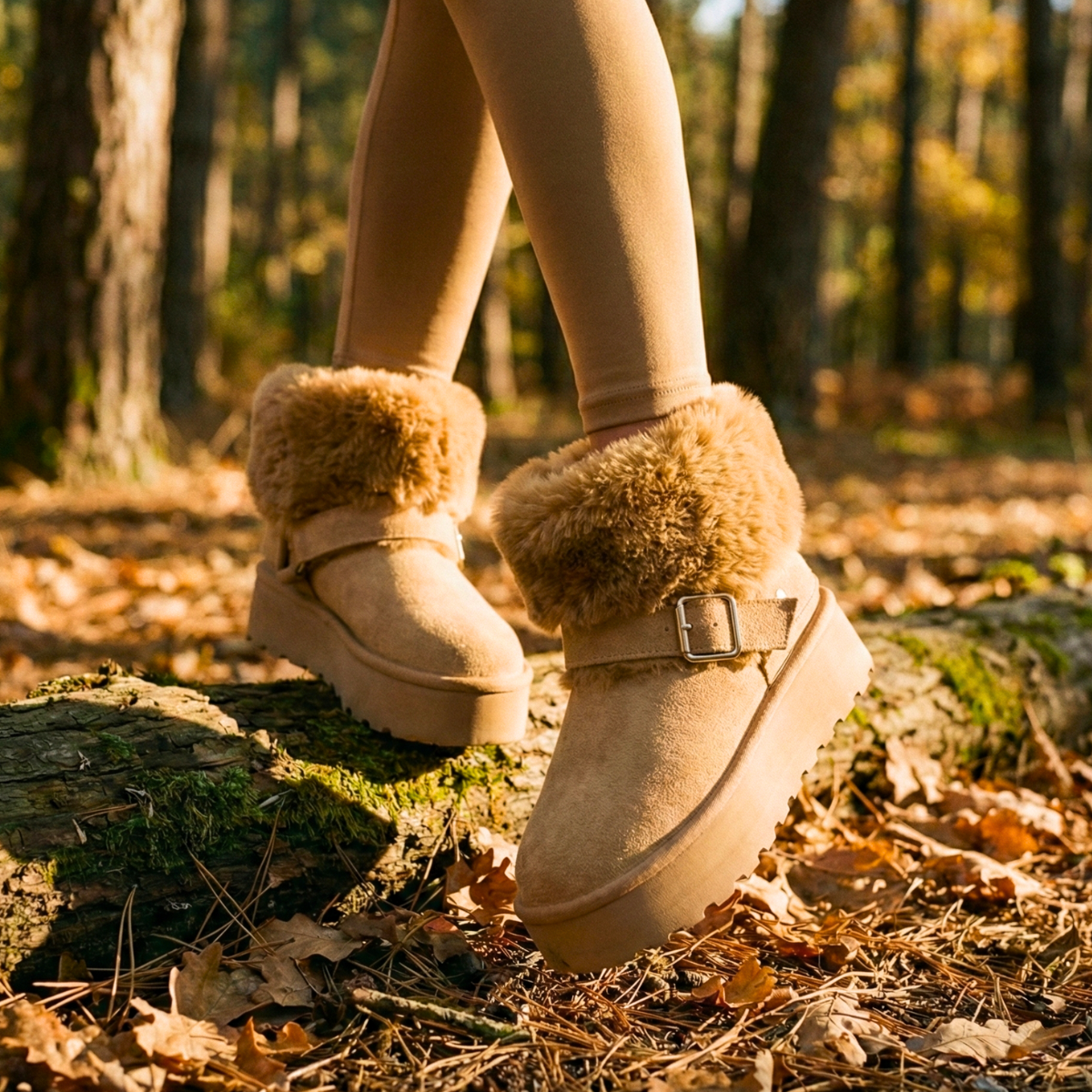 Pantubota Gamuza Con Lazo Plataforma Chiporro Camel - Caja de 12 Pares