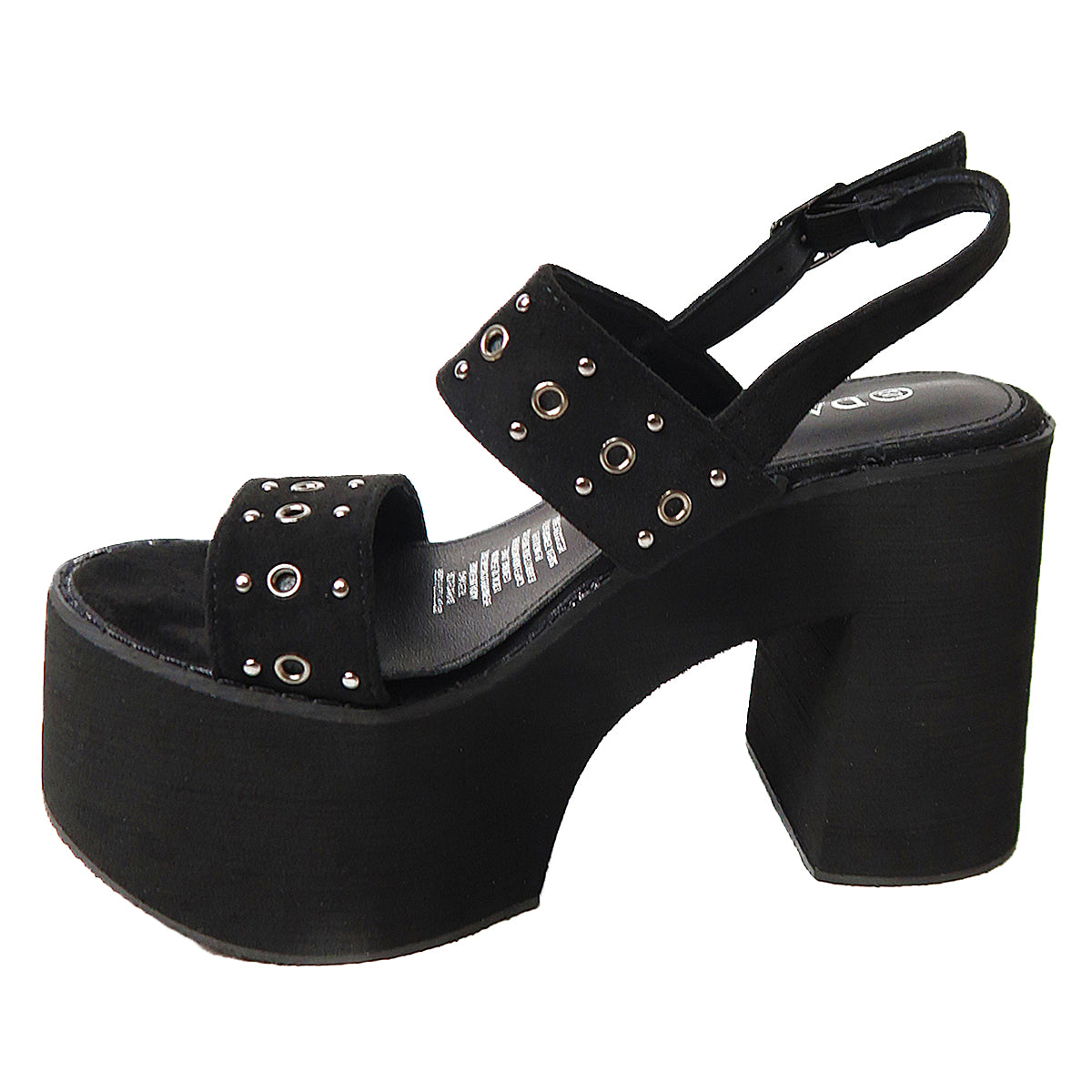 Sandalia de Plataforma Alta Con Hoyos Negro - Caja de 8 Pares