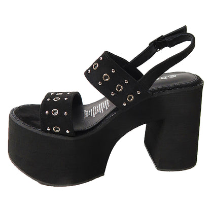 Sandalia de Plataforma Alta Con Hoyos Negro - Caja de 8 Pares