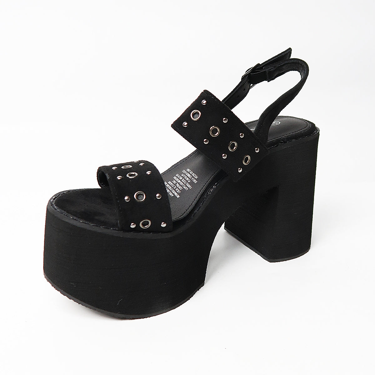 Sandalia de Plataforma Alta Con Hoyos Negro - Caja de 8 Pares