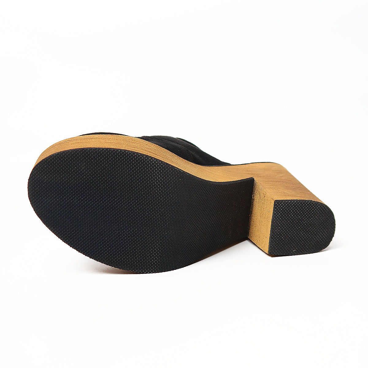 Sandalia de Gamuza Taco Bajo Negro - Caja de 12 Pares