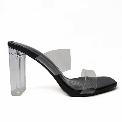 Tacón Bajo De Doble Mica Transparente - Caja de 8 Pares