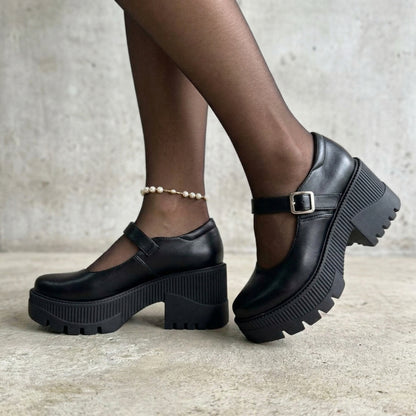 Zapatos de Plataforma Mary Jane con Hebilla Negro - Caja de 6 Pares