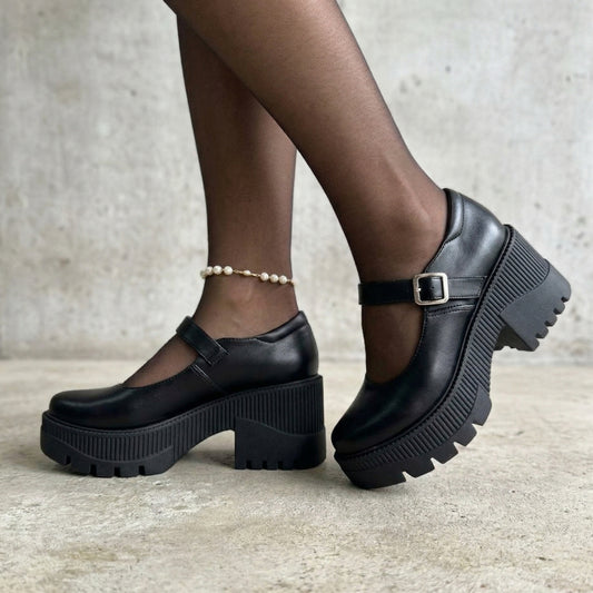Zapatos de Plataforma Mary Jane con Hebilla Negro - Caja de 6 Pares