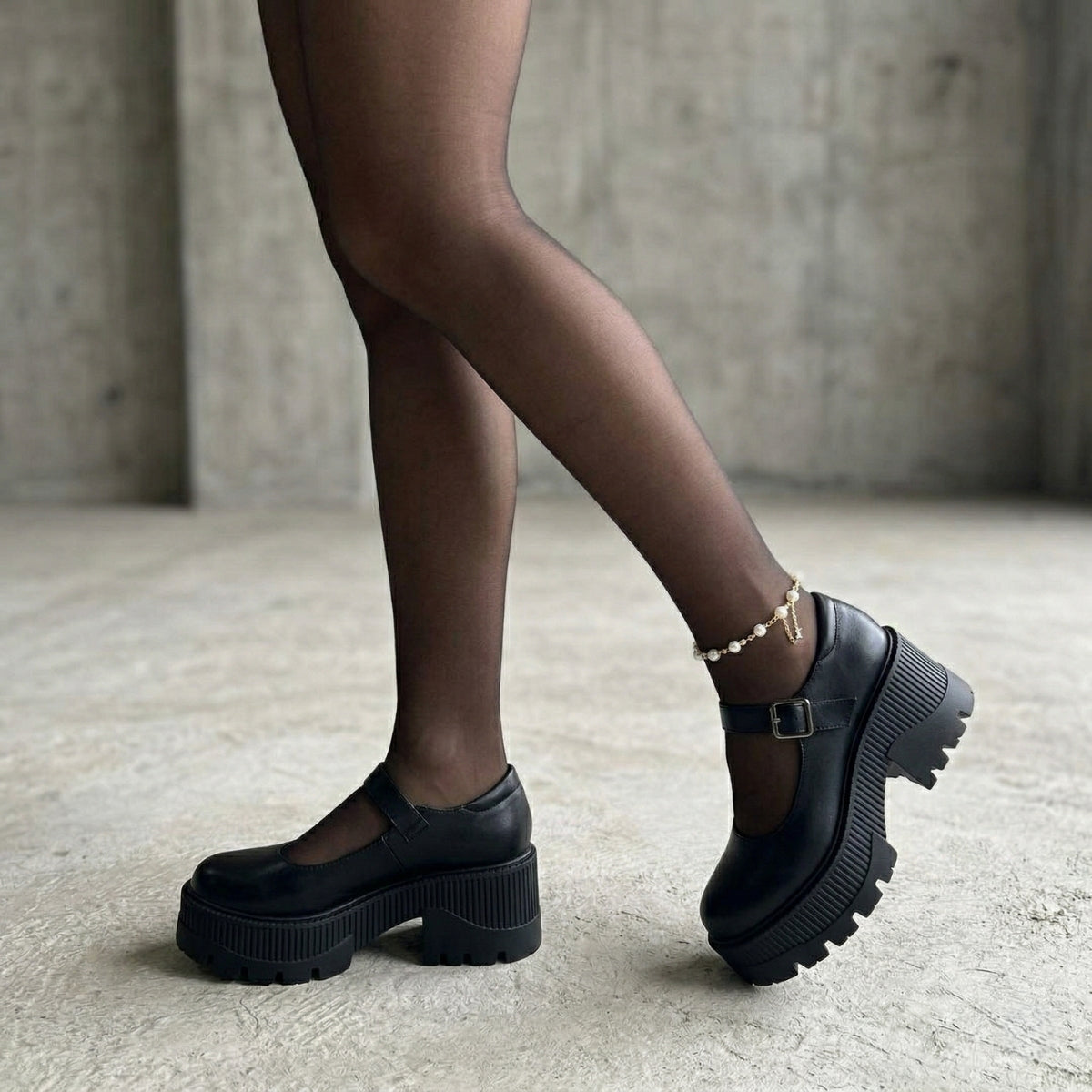 Zapatos de Plataforma Mary Jane con Hebilla Negro - Caja de 6 Pares