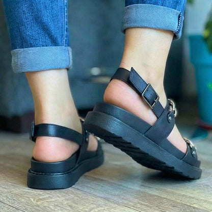 Sandalias Bajas de Cadenas Metálicas Negro - Caja de 12 Pares